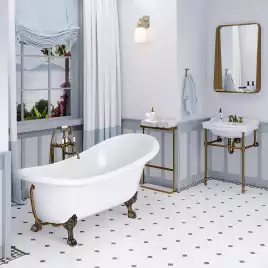 Ванна из литьевого мрамора  Aqua de Marco EDELWEISS 170х78 с бронзовыми ножками Белая 1170WBEDE