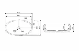 Раковина накладная ABBER BEQUEM 60х40,5х15,5 AC2102MW, овальная, белая матовая