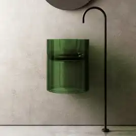 Раковина подвесная прозрачная ABBER KRISTALL 42х42х50 AT2704Emerald, круглая, зеленая