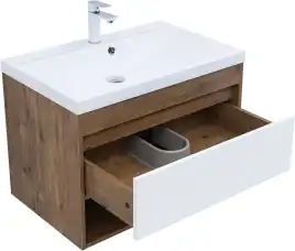 Тумба под раковину Aquanet Тренд 75 дуб рустикальный/белый сатин, 345118