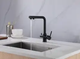 Смеситель для кухни Abber Emotion AF8814B с подключением к фильтру с питьевой водой, Черный матовый