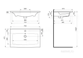 Раковина Santek Элина 75 отверстие под смеситель 1WH501619