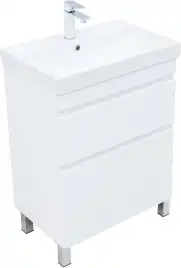 Тумба под раковину Aquanet Слим 60 напольная, белый сатин, 346042