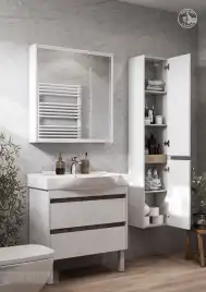 Тумба под раковину Aquaton Нортон 80 1A248901NT010 подвесная цвет, белый глянец / дуб эндгрейн