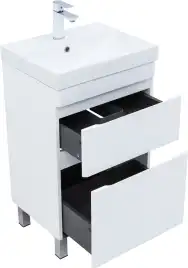 Тумба под раковину Aquanet Слим 50 напольная, белый сатин, 346041