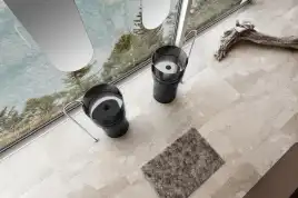 Раковина напольная ABBER KRISTALL 45х45х90 AT2701Onyx, круглая, черная