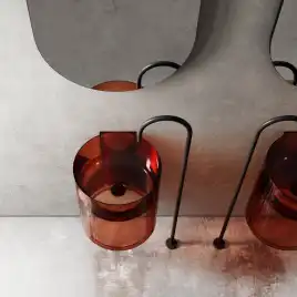 Раковина подвесная прозрачная ABBER KRISTALL 42х42х50 AT2704Opal, круглая, коричневая