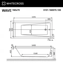 Акриловая ванна WHITECROSS Wave 160x70 белая, 0101.160070.100