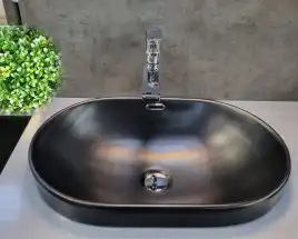 Раковина Ceramalux 5006CMB 600х400х180  Полувстраиваемая цвет Черный