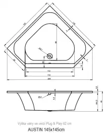 Акриловая ванна RIHO AUSTIN 145х145 B005001005
