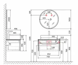 Тумба под раковину Jorno SHINE 75 Shi.01.75/P/W Белая