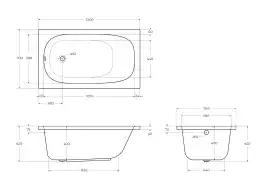 Акриловая ванна CEZARES ECO-120-70-40-W37, Белая
