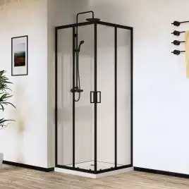 Душевой уголок Vincea City 90х90 VSS-5CT900CLB, профиль черный, стекло Прозрачное