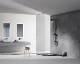 Душевая система Lemark Tropic LM7002BL для ванны с изливом, верхний и ручной душ  Черный матовый