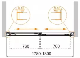 Шторка для ванны Cezares TANDEM-SOFT 180 см, TANDEM-SOFT-VF-2-180/145-C-Cr-IV, профиль Хром, стекло Прозрачное