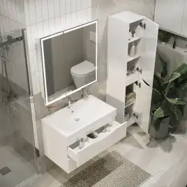 Тумба под раковину Grossman Виста 75 подвесная, белая глянцевая (107559)