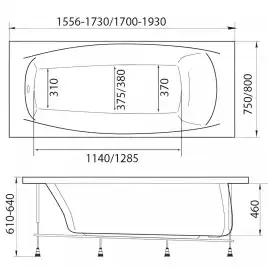Акриловая ванна Marka One PRAGMATIKA 173-155х75 01пр17375 прямоугольная, Белая