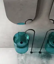 Раковина подвесная прозрачная ABBER KRISTALL 42х42х50 AT2704Aquamarin, круглая, бирюзовая