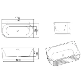Акриловая ванна Azario LAGO GARDA 170х75 AZ-6724-A2 R 17075, асимметричная, правая