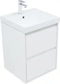 Тумба под раковину Aquanet Милан 50 белый глянец, подвесная, 336366