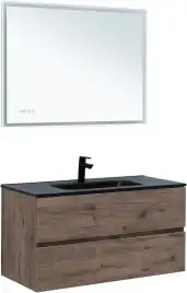 Тумба под раковину Aquanet Алвита New 100 2 ящика, дуб веллингтон табак 334188