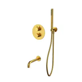Душевая система для ванны WHITECROSS Y brushed gold YSET10GLB, термостатическая, скрытого монтажа, Золото брашированное