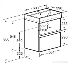 Тумбы под раковину Roca Oleta 60 A857639515 подвесная, цвет, Капучино