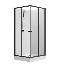 Душевая кабина Loranto 90х90 низкий поддон, прозрачное стекло, профиль Черный, CS-21801