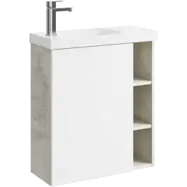 Тумба с раковиной подвесная Aqwella 5 Stars Alba 60 см, ALB0106LLS+ALB0706WM, цвет Камень натуральный