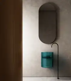 Раковина подвесная прозрачная ABBER KRISTALL 42х42х50 AT2704Aquamarin, круглая, бирюзовая