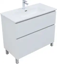 Тумба под раковину Aquanet Вега 90 напольная, белый глянец, 344124