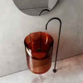 Раковина подвесная прозрачная ABBER KRISTALL 42х42х50 AT2704Opal, круглая, коричневая