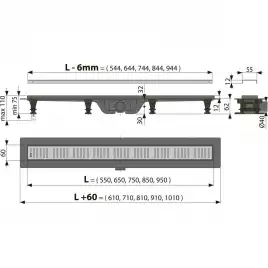 Душевой лоток AlcaPlast APZ10-750M Simple с перфорированной решеткой / Нержавеющая сталь
