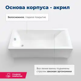 Акриловая ванна Aquanet Bright 165х70 (230255), на каркасе, белая