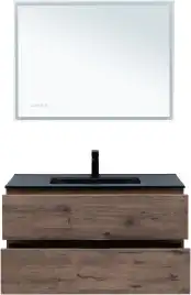 Тумба под раковину Aquanet Алвита New 100 2 ящика, дуб веллингтон табак 334188