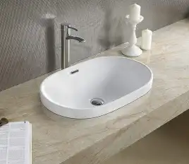 Умывальник CeramaLux 5006C 600х390х170 Полувстраиваемая цвет Белый