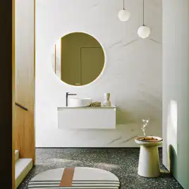 Тумба с раковиной подвесная Aqwella Geometria 100 GE01101WM+STG1014X456MW, со столешницей мрамор белый, цвет белый