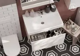 Тумба под раковину Aquaton Асти 70 1A263001AXD70 подвесная цвет, белый глянец / ясень шимо