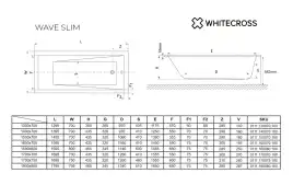 Акриловая ванна Whitecross Wave Slim 170х75 0111.170075.100 с тонким бортом, встраиваемая, Белая