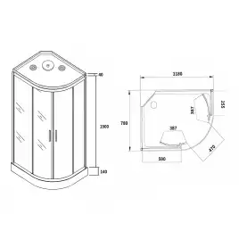 Душевая кабина Loranto 120х80, низкий поддон, Матовое стекло, CS-876EBTM/W-120