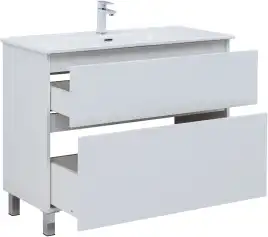 Тумба под раковину Aquanet Вега 100 напольная, белый глянец, 344125