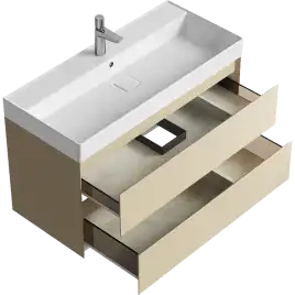 Тумба с раковиной подвесная Aqwella Geometria 100 GE01102MD, с двумя ящиками, цвет морская дюна