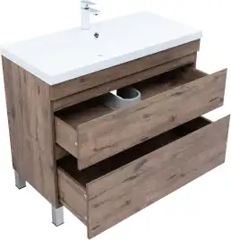 Тумба под раковину Aquanet Нота New 100 напольная, дуб веллингтон табак, 344148