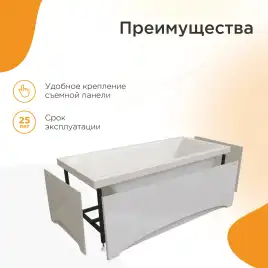 Акриловая ванна Radomir Виктория лайт 170х75 (2-01-0-0-1-259Р), на каркасе, белая