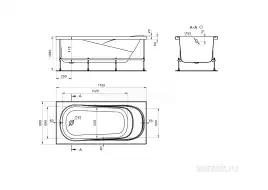 Акриловая ванна Santek Касабланка XL 170х80 1WH302441 прямоугольная, Белая