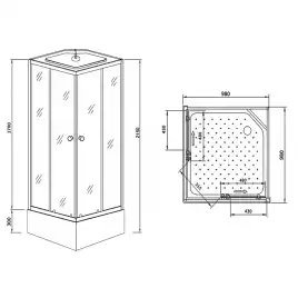 Душевая кабина Loranto 100х100 CS-990ETM/W-100, средний поддон, цвет профиля матовый хром