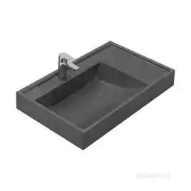 Раковина  Aquaton Рейн 80х50 1A72113KRW210  над стиральной машиной, из литьевого мрамора, Графит