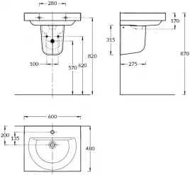 Полупьедестал Kerama Marazzi PRO подвесной, белый глянцевый, PRO.hcol.02