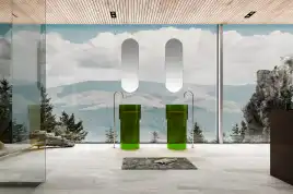 Раковина напольная ABBER KRISTALL 45х45х90 AT2701Emerald-H, круглая, зеленая