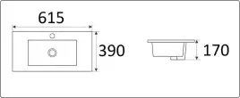 Умывальник CeramaLux 9393-60 615х390х170 Полувстраиваемая цвет Белый